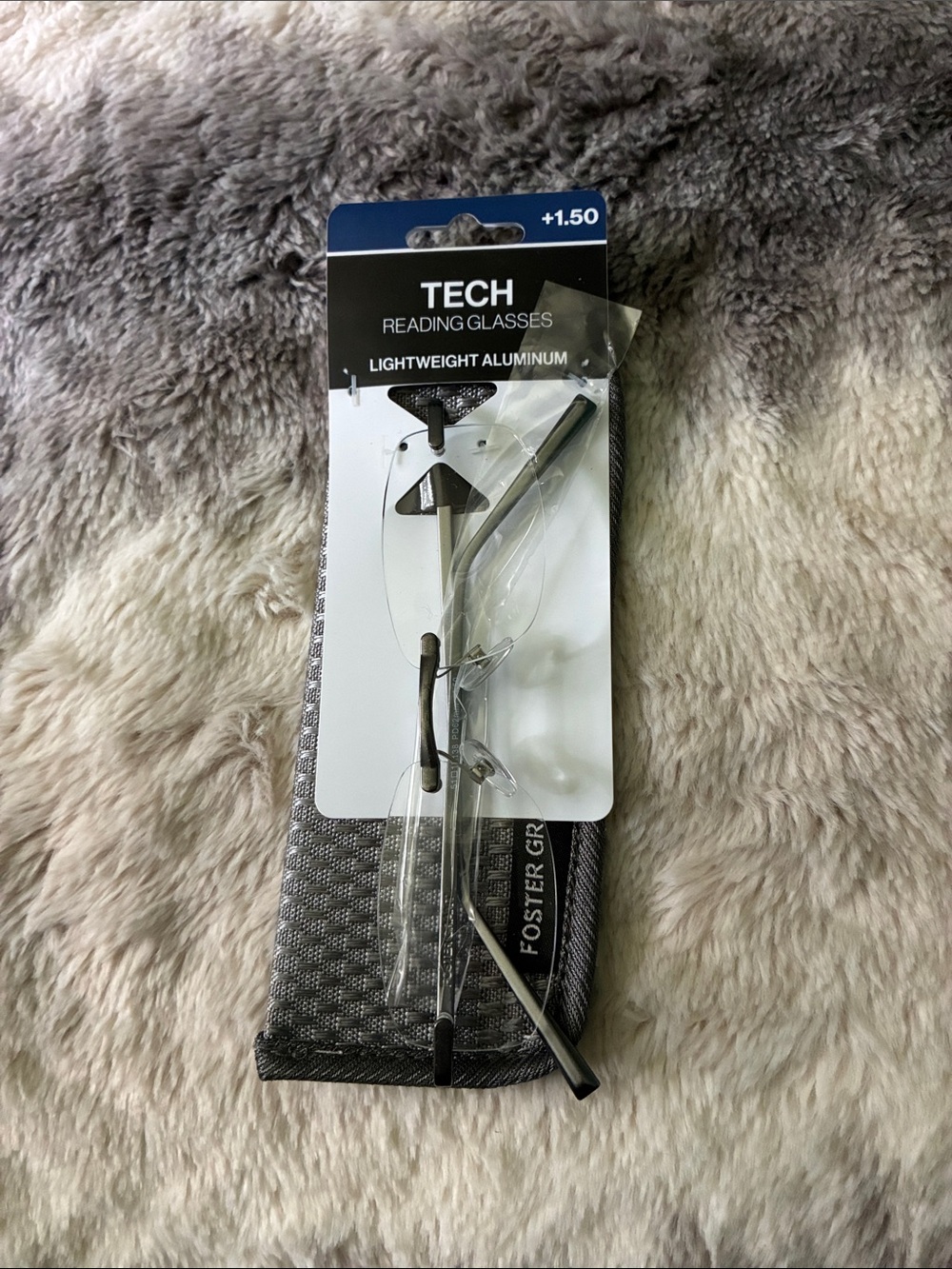 Lightweight Aluminum Reading Glasses +1.50  in grey